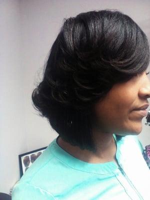 Natural blowout cut into a bob