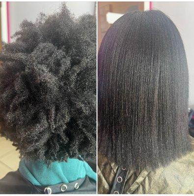 Virgin relaxer/blow dry before styling