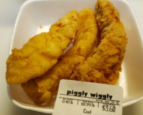 I'm glad I didn't want the dinner because frys, slaw and a roll equals $5.39 over the price of the three cod.