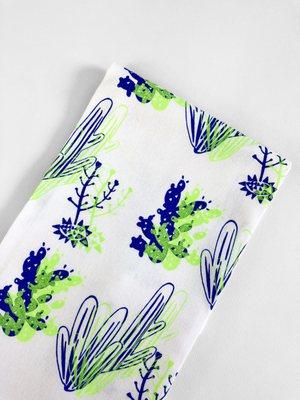 Double Century Cactus Tea Towel in Cobalt + Lime