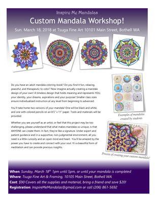 Create your own Personal Mandala! Sun. March 18, 1-5pm in Bothell, WA