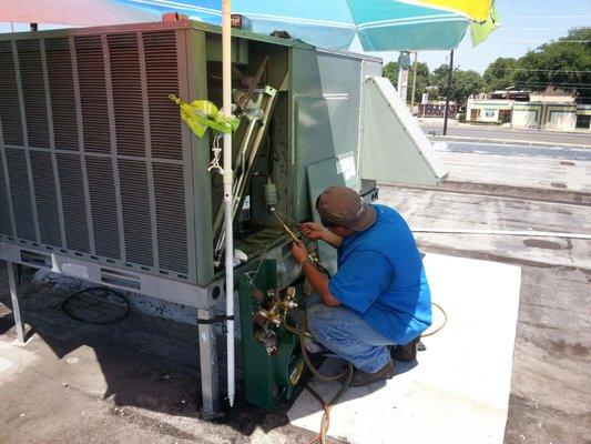 Rooftop Unit repair.  Compressor change-out.