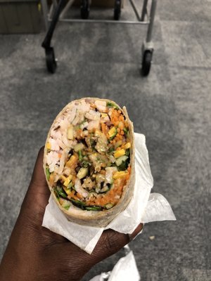 Apple Turkey wrap with added carrots and cheddar cheese