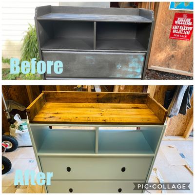 Wood dresser repainted and updated with reclaimed wood