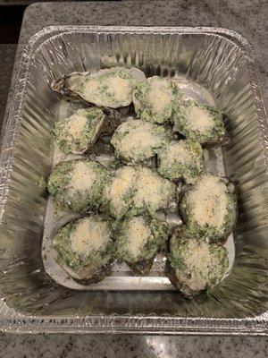 1 dozen Rockefeller oysters for baking at home.