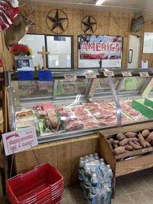 Fresh cut meat-beef and pork-smoked choices also