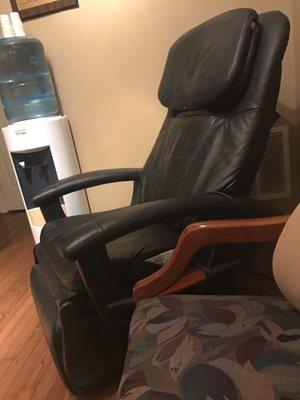 Massage chairs during your short wait.