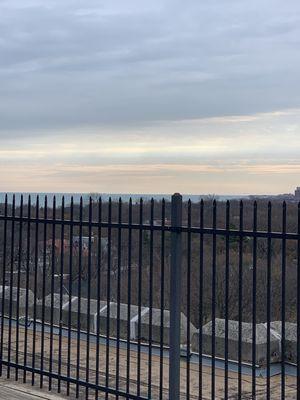 view from roof top deck at 425 Davis, Evanston