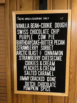 Ice cream selection on 9/28/2023