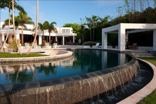 The pool design for this home renovation won first prize designation in the state of Florida for large residential homes.