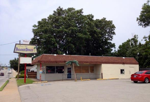 The shop's faded and aging exterior