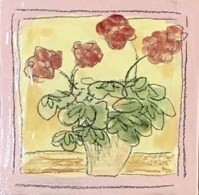 Pink Tile with Geraniums.