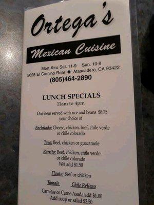 ORTEGAS RESTAURANT in atascadero, exelentand delicious home made fresh food.