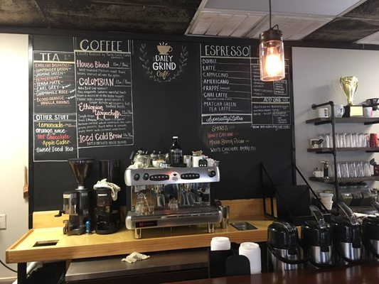 Coffee, tea, and expresso menu options