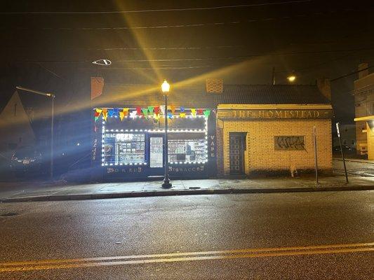 Front of the store at night