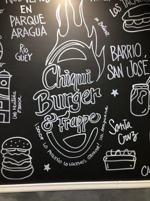 Restaurant wall with logo