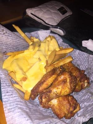 Lemon pepper wings and cheese fries