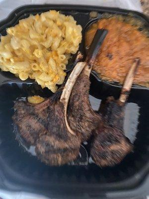 Lamb Chop Dinner w/ Mac & Cheese, Candie Yams (not pictured Cornbread)