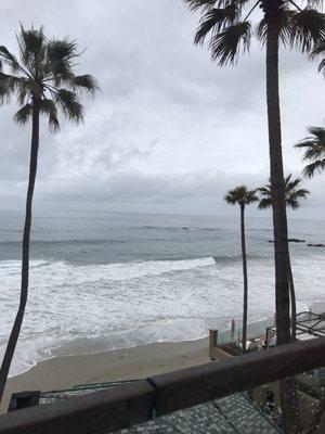 Ocean view sitting on the patio at Surf-n-Sand with coffee  & croissant