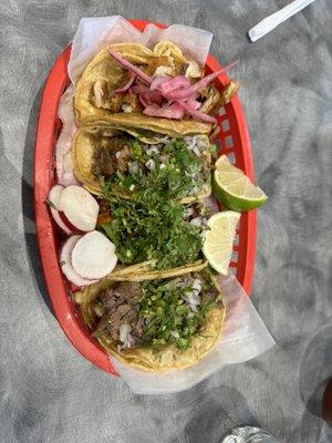 From Left:   - Pescado - Birria - Al Pastor (F***ING AMAZING!) - Lengua  ALL AMAZING!