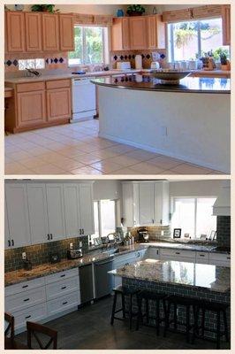 Before and After .. Design and tile by Vicky Burton Surfaces