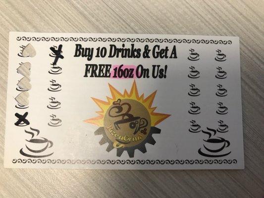 Punchcard earns you free drinks!