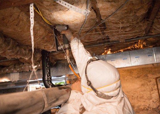 Crawl space insulation installation