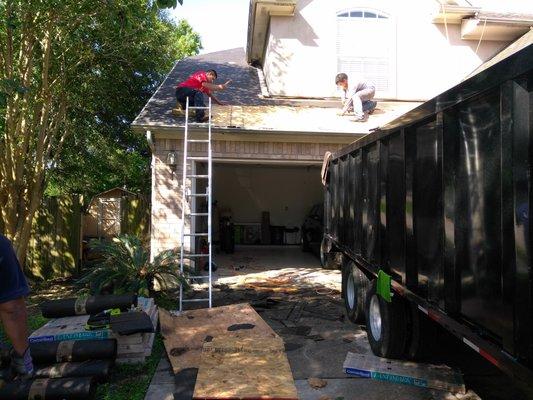 2nd Home:
 Roofer's has replaced old decking with new decking.