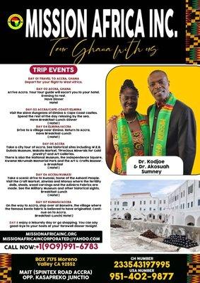 Mission Africa Inc flyer and itinerary