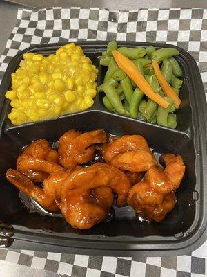 6pcs or 10pc HoneyBBQ shrimps dinners served with any 2 side orders!