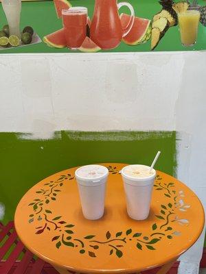 Papaya smoothie and strawberry banana pineapple smoothie