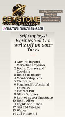 Self employed Expenses You Can Write Off On Your Taxes