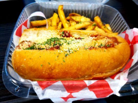 #3!  Hot & Delicious Meatball Sub with Fresh Fries!