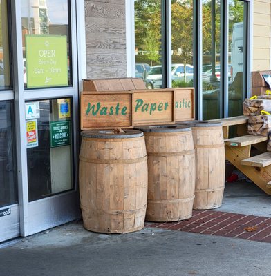 Barrels for trash cans.