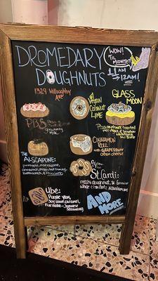 Donut menu as of Dec 2023