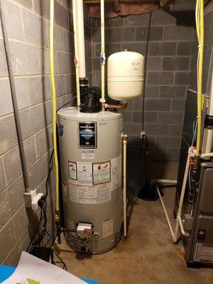 New water heater install with expansion tank.