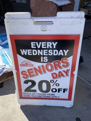 Senior Day 20% off Wednesday