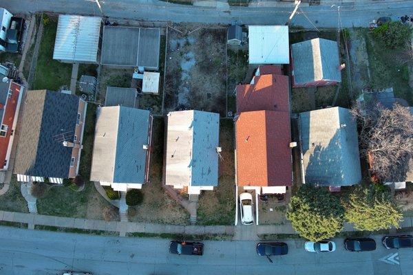 Overhead view of property done with a drone.