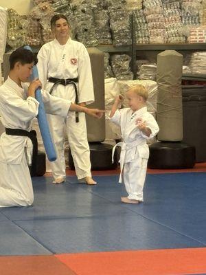 Karate instruction.