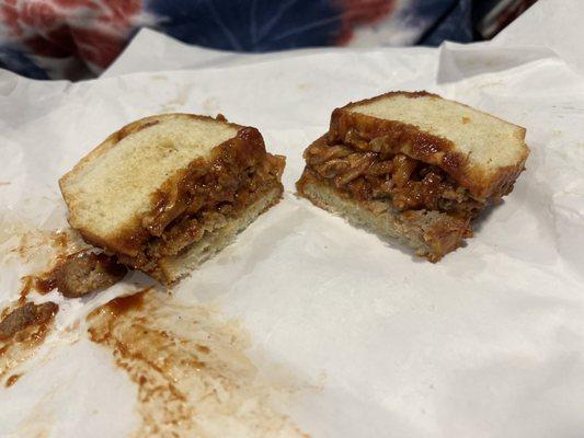 Warm meatloaf sandwich (it had an abundance of very sweet BBQ sauce in it-ask for less).