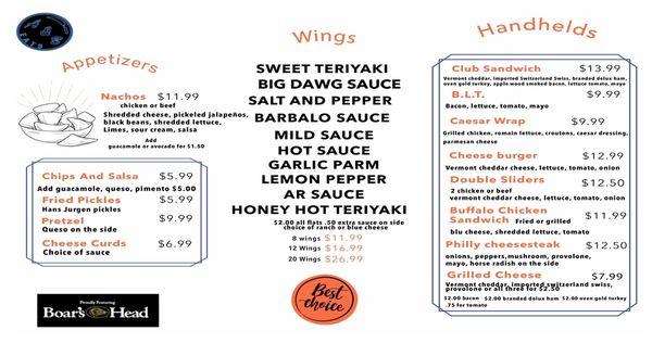 Updated menu!!