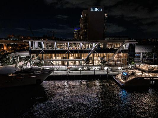 Night view of the new Fort Lauderdale Hilton Marina Conference Center - Broward County, FL.