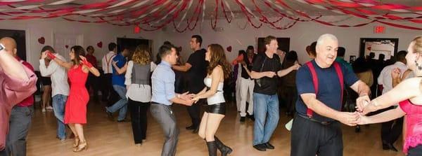 Latin Addiction party once a month; Salsa, bachata, cha cha, merengue; Free class @ 8:30, then party til 2am; $8 cover, $5 all you can drink