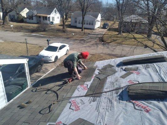 Me on a roof getting another job done and another customer happy TAMKO Heritage Shingles