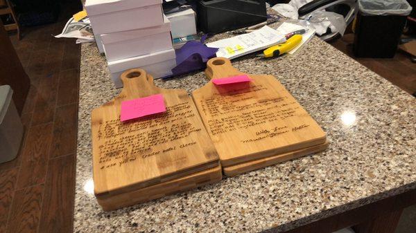 These are just some of the custom engraved cutting boards that we produce for our customers.