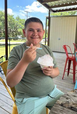 My son enjoying the best shaved ice we've ever had!