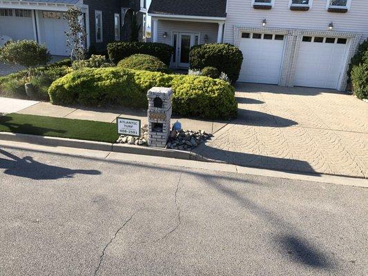 Synthetic turf installation.