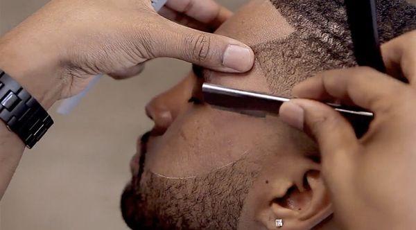 Razor shave on a dark shadow beard!