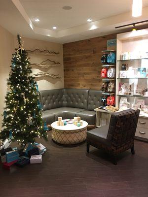 Reception and retail boutique area during Christmas