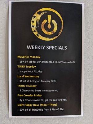 Weekly specials